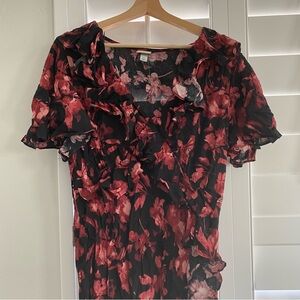 Brand New A New Day XL Floral Black and Red Women's Maxi Dress